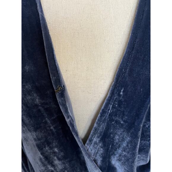 Anthropologie On The Road Blue Velvet Mini Dress Boho Regency Fairy Goth M $128 - Picture 9 of 15